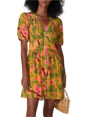 farm rio x anthropologie long-sleeve ruffle-shoulder shift mini dress FARM Rio | Dresses | The Farm Rio X Anthropologie Longsleeve Ruffle  Shoulder Shift Mini Dress